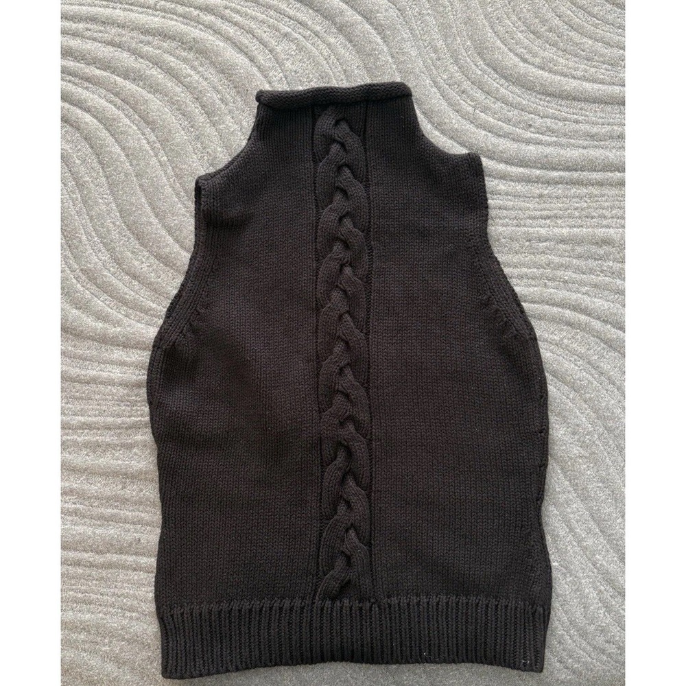 Y2K‎ Mossimo Sleeveless Sweater Vest Large Cable Knit Rolled Mock Neck Black